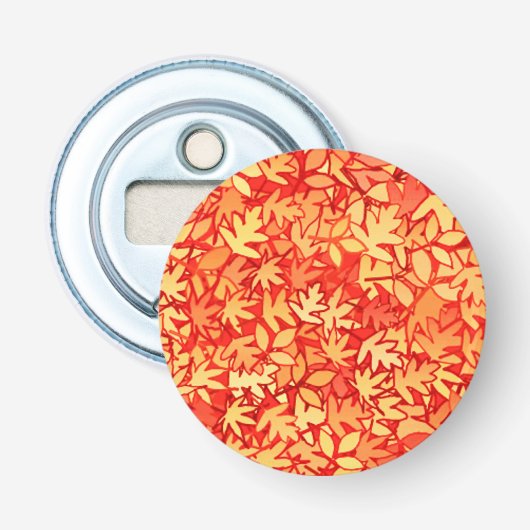 Najaarbladeren, sinaasappel en goud button flesopener (Voorkant)