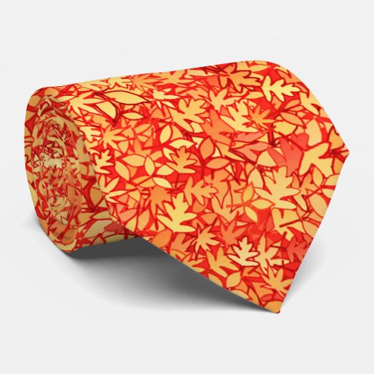 Najaarbladeren, sinaasappel en goud stropdas (Opgerold)