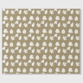 Najaarbladeren - wit en taupettan cadeaupapier (Vlak)