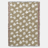 Najaarbladeren - wit en taupettan deken (Voorkant Verticaal)