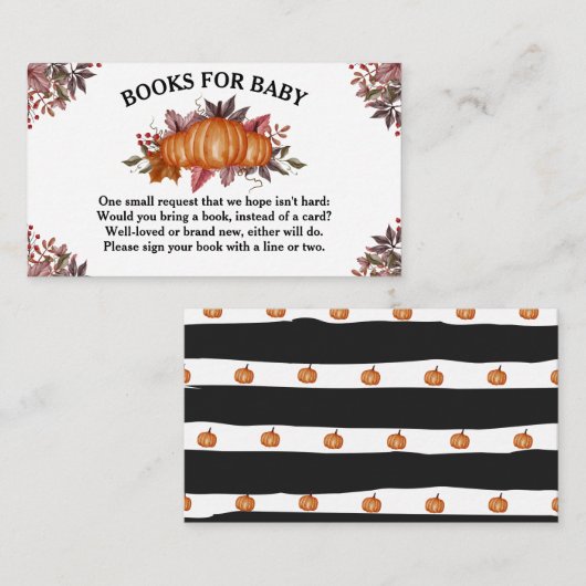 Najaarbladpompoenboeken voor Baby shower voor Baby Informatiekaartje (Voorkant / Achterkant)