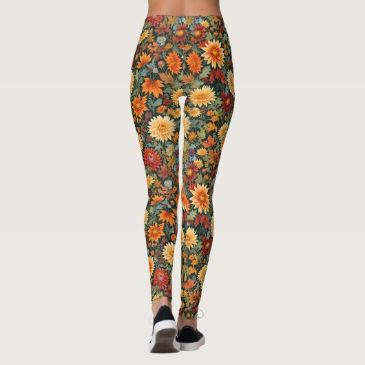 Najaarbloemen en bladeren leggings (Achterkant)