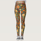 Najaarbloemen en bladeren leggings (Voorkant)