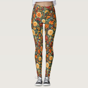 Najaarbloemen en bladeren leggings