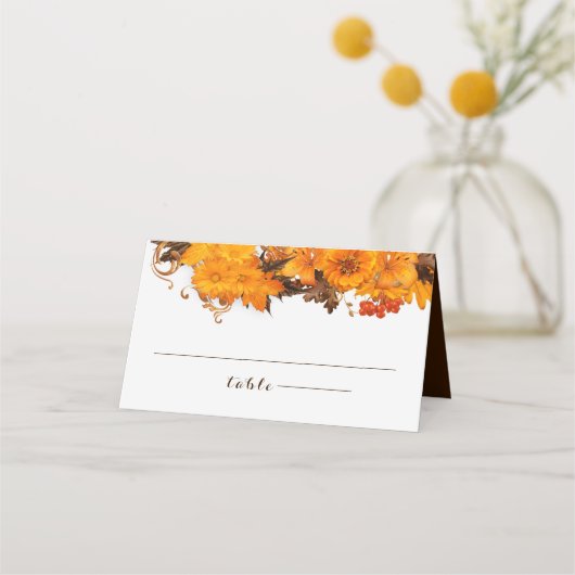 Najaarbloemen en bladeren plaatskaartje (Voorkant)