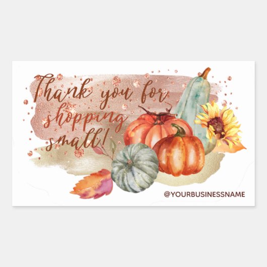 Najaarbloemen en pompoenen Rechthoekige Sticker (Voorkant)