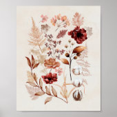 Najaarbloemen en vallende bladeren poster (Voorkant)