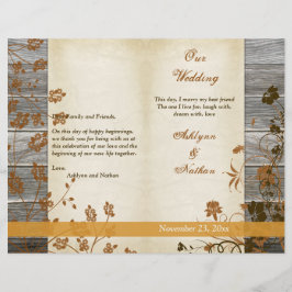 Najaarbloemen, FAUX Wood Wedding Program