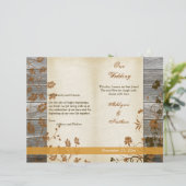 Najaarbloemen, FAUX Wood Wedding Program (Staand voorkant)