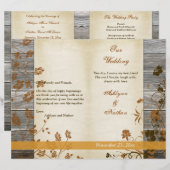 Najaarbloemen, FAUX Wood Wedding Program (Voorkant / Achterkant)