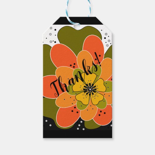 Najaarbloemen, herfst, bloem, illustratieworp cadeaulabel (Voorkant)