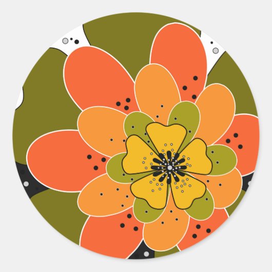 Najaarbloemen, herfst, bloem, illustratieworp ronde sticker (Voorkant)