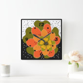 Najaarbloemen, herfst, bloem, illustratieworp vierkante klok (Huis)