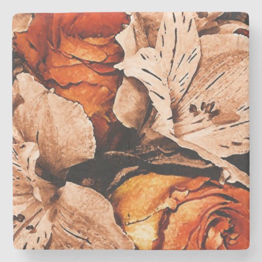 Najaarbloemen Stenen Onderzetter (Voorkant)