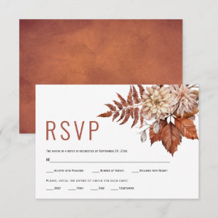 Najaarbloemen terracotta florale herfst bruiloft RSVP kaartje