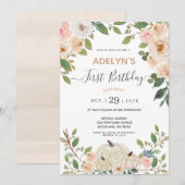 Najaarbloemen Witte pompoen 1ste verjaardag Kaart (Voorkant / Achterkant)