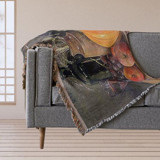 Najaardecorpties op tafel, pompoen, vruchten, Drin Deken