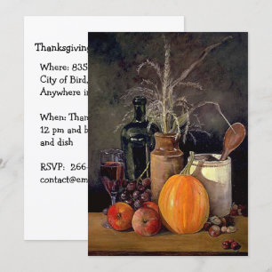 Najaardecorpties op tafel, pompoen, vruchten, Drin Kaart