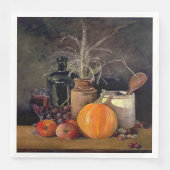 Najaardecorpties op tafel, pompoen, vruchten, Drin Servet (Voorkant)