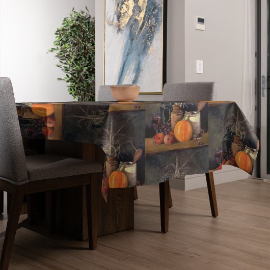 Najaardecorpties op tafel, pompoen, vruchten, Drin Tafelkleed