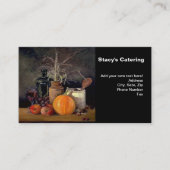 Najaardecorpties op tafel, pompoen, vruchten, Drin Visitekaartje (Voorkant)