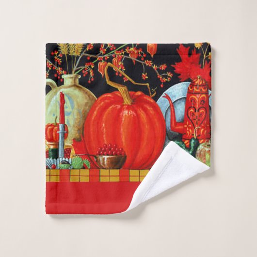 Najaardeklaag van Antiek schilderende pompoen Bad Handdoek (Wasdoekje)