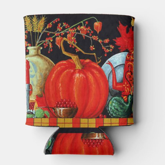 Najaardeklaag van Antiek schilderende pompoen Blikjeskoeler (Achterkant)