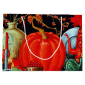 Najaardeklaag van Antiek schilderende pompoen Groot Cadeauzakje (Achterkant)