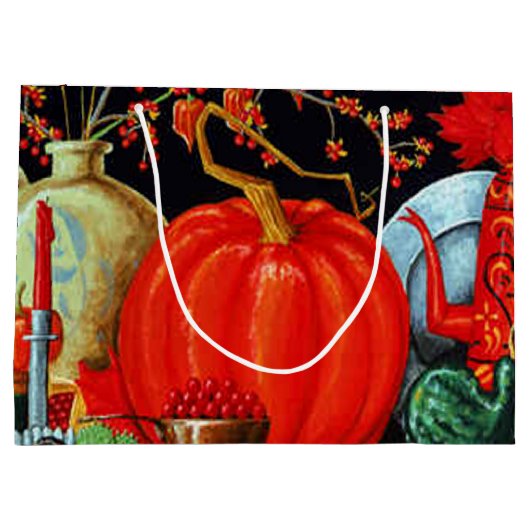 Najaardeklaag van Antiek schilderende pompoen Groot Cadeauzakje (Achterkant)