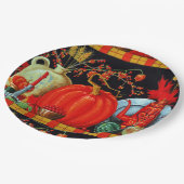 Najaardeklaag van Antiek schilderende pompoen Papieren Bordje (Gekanteld)