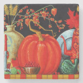 Najaardeklaag van Antiek schilderende pompoen Stenen Onderzetter (Voorkant)