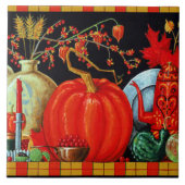 Najaardeklaag van Antiek schilderende pompoen Tegeltje (Voorkant)