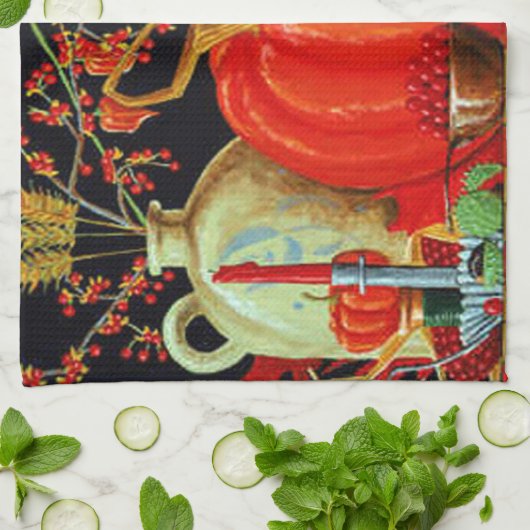 Najaardeklaag van Antiek schilderende pompoen Theedoek (Gevouwen)