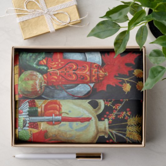 Najaardeklaag van Antiek schilderende pompoen Tissuepapier (Geschenk)