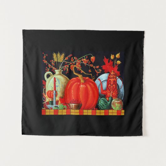 Najaardeklaag van Antiek schilderende pompoen Wandkleed (Voorkant (horizontaal))