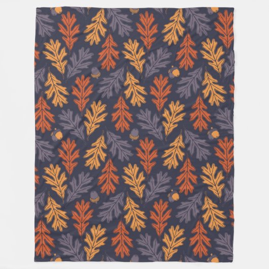 Najaareikenbladeren en -eikenpatroon (donker) fleece deken (Voorkant)