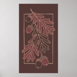 Najaareikenbladeren en -eikenpatroon poster