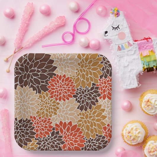 Najaarfloreel patroon papieren bordje (Feest)