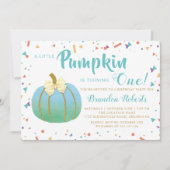 Najaarfoto van Little Pumpkin Boy 1st Birthday Kaart (Voorkant)