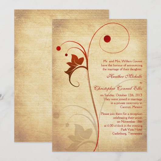 Najaargang alleen herfst rustic vine berries Wedde Kaart (Voorkant / Achterkant)