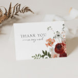 Najaargang Bohemian Fall Weddenschap Bedankt Notec<br><div class="desc">Deze herfst Bohemian Wedding Bedankt Notecard van het Emilia-Collectie...  bevat handgetekende bloemen in herfst tinten van bogundy,  roze en goud. Pas het snel en eenvoudig aan met uw details. Druk eenvoudig de "pas het"knoop aan om de stijl en de plaatsing van de tekst opnieuw te schikken en te formatteren.</div>