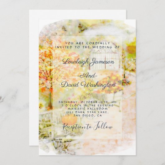 Najaargang bruiloft Garden Kaart (Voorkant / Achterkant)