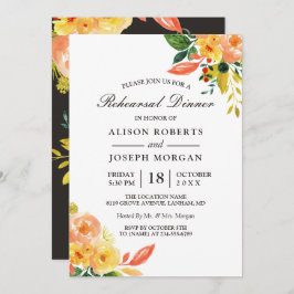Najaargang Floral Fall Wedding Rehearsal Dinner Kaart