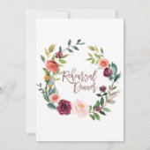 Najaargang Floral Roos Gold Light Dinner Kaart (Achterkant)