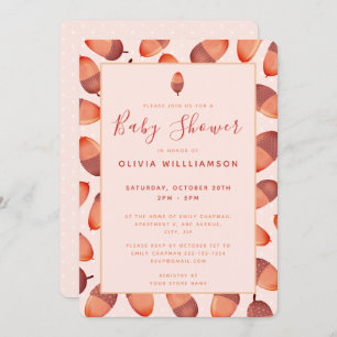 Najaargang Herfst Acorn Baby shower Uitnodiging