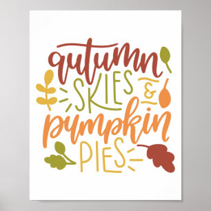 Najaargang Skies en Pumpkin Pies Typografie  Poster