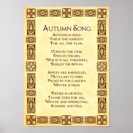 Najaargang Thanksgiving Harvest Poem 10x14 Poster (Voorkant)
