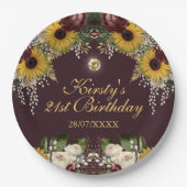 Najaargang van de Herfst van Burgundy Flowers Foli Papieren Bordje (Voorkant)