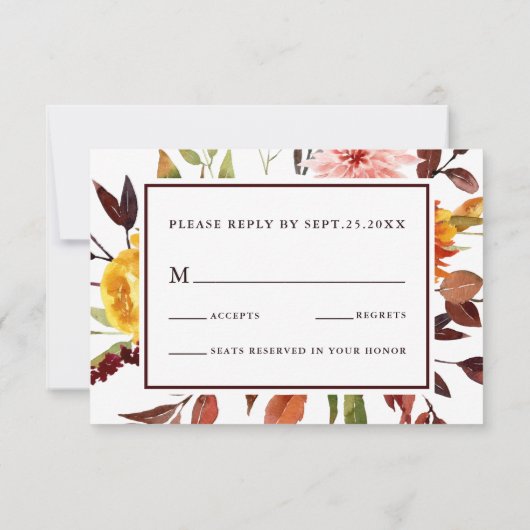 Najaargang Waterverf Burgundy Wedding RSVP (Achterkant)