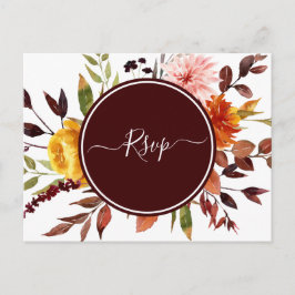 Najaargang Waterverf Burgundy Wedding RSVP Briefkaart